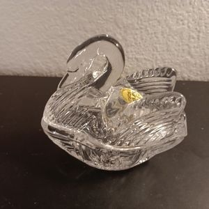 GORGEOUS NEW Cristal D Arques France 4" Crystal Duck Trinket Box.